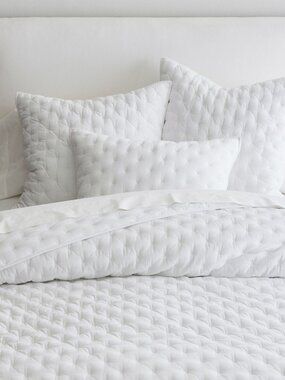 SET OF 2 POTTERY BARN CROSS STITCH QUILTED SHAMS